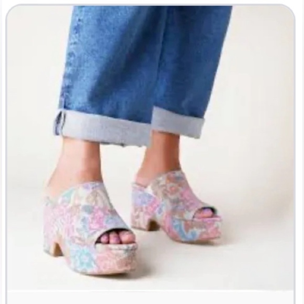 Charlotte Stone Ellery platform mules in Brocade fabric